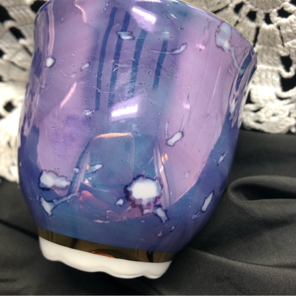 Rare Slovakia Delores MZ Bohemia Porcelaine Violet Lustreware Gold Teacup Set - Picture 8 of 15